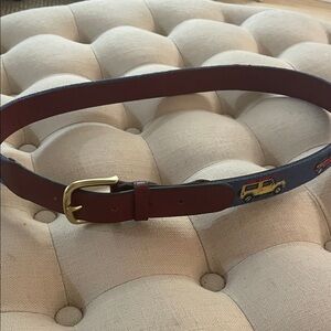 Elegant Brown and Blue Men's Belt with Gold Buckle